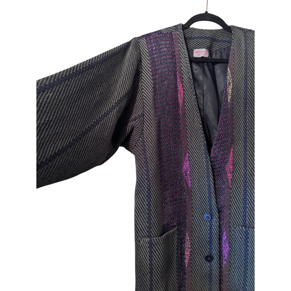 Hand Woven Deborah Cross Art To Wear 80s Textured Mixed Media Silk Metallic Wool - Picture 2 of 7